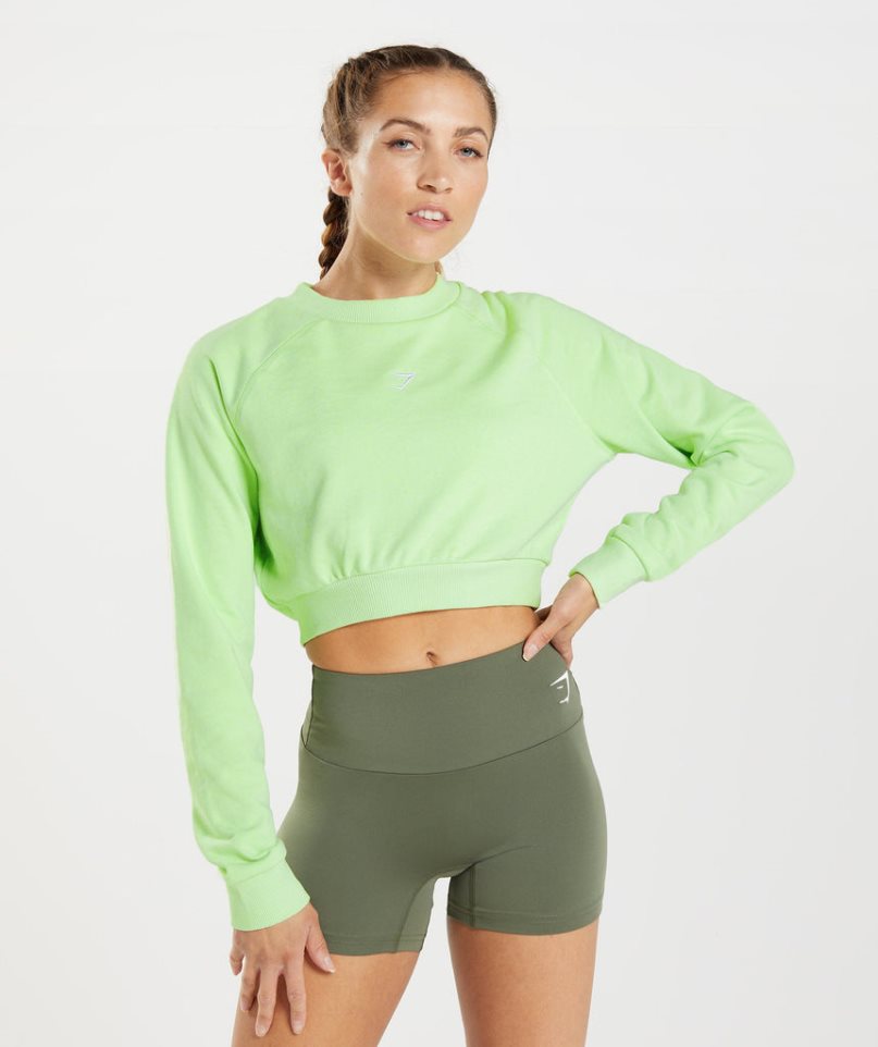 Bluzy Gymshark Treningowe Cropped Damskie Zielone | PL 274VNI